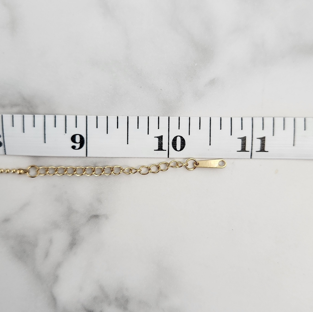 Simple Casual Style Gold Plated Beaded Anklet with Gemstone Drop - Picture 11 of 12